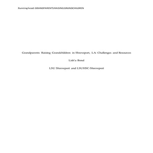 Final Paper Grandparents Raising Grandchildren in Shreveport