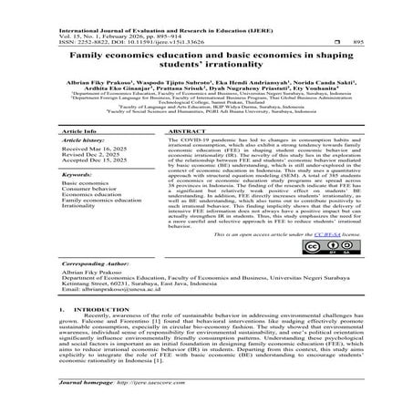Family economics education and basic economics in shaping students ...