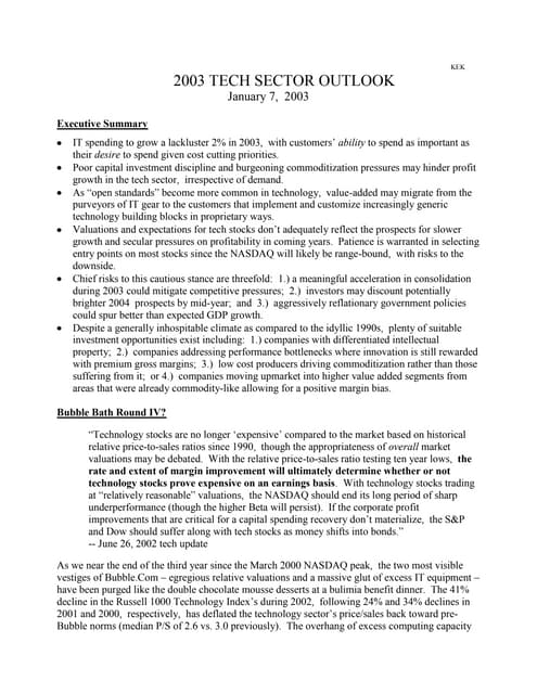 2003 TECH OUTLOOK