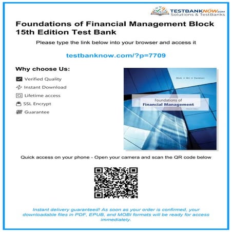 Foundations of Financial Management Block 15th Edition Test Bank | PDF