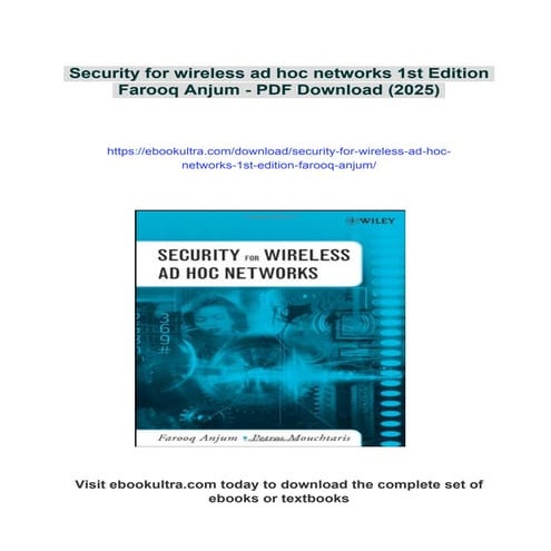 Security for wireless ad hoc networks 1st Edition Farooq Anjum | PDF