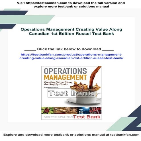 Operations Management Creating Value Along Canadian 1st Edition Russel Test Bank