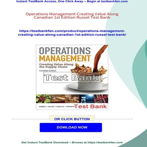 Operations Management Creating Value Along Canadian 1st Edition Russel Test Bank