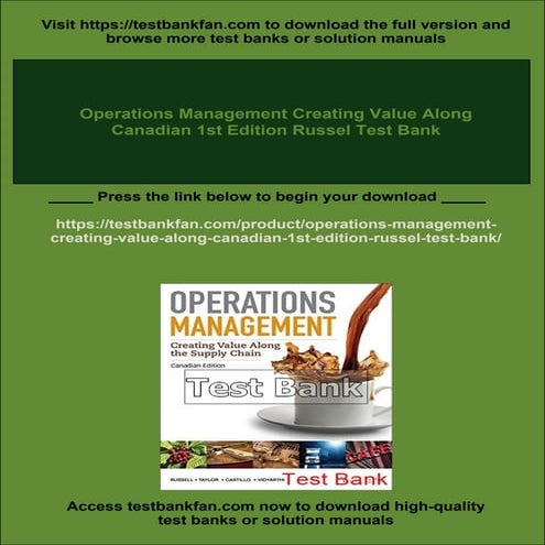 Operations Management Creating Value Along Canadian 1st Edition Russel Test Bank
