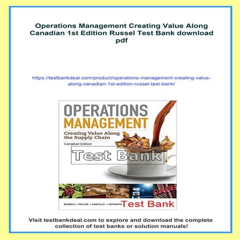 Operations Management Creating Value Along Canadian 1st Edition Russel Test Bank