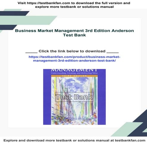 Business Market Management 3rd Edition Anderson Test Bank | PDF