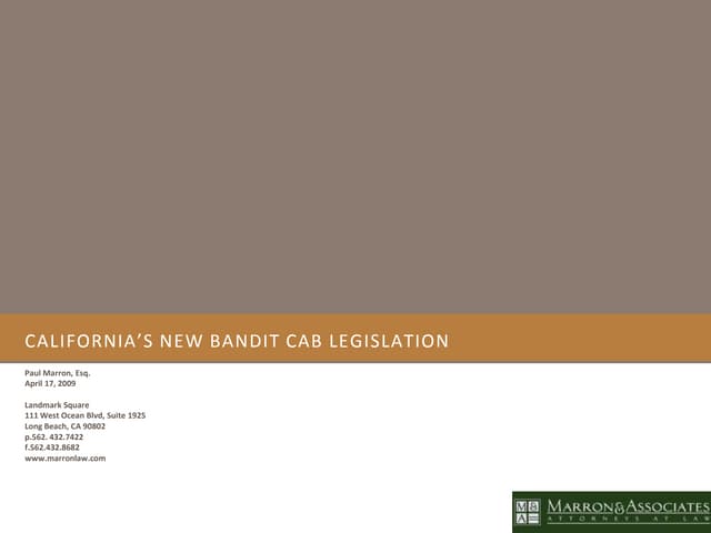 New Bandit Cab Legislation