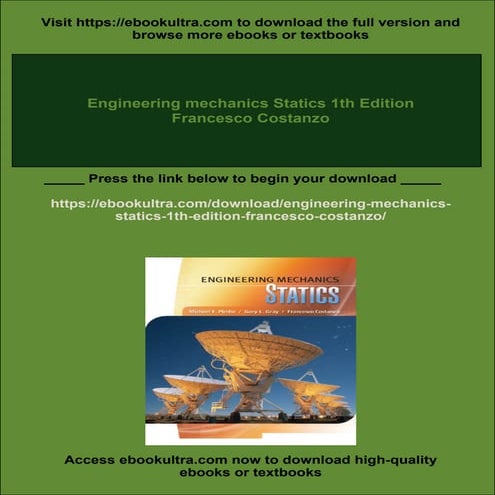 Engineering mechanics Statics 1th Edition Francesco Costanzo