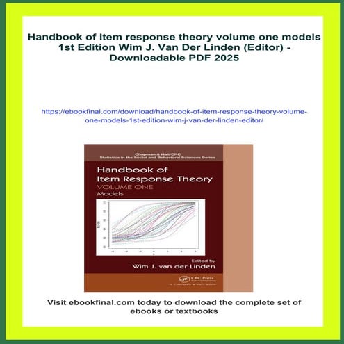 Handbook of item response theory volume one models 1st Edition Wim J ...