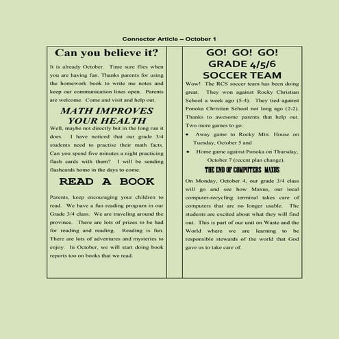 October Sample Newsletter | PDF