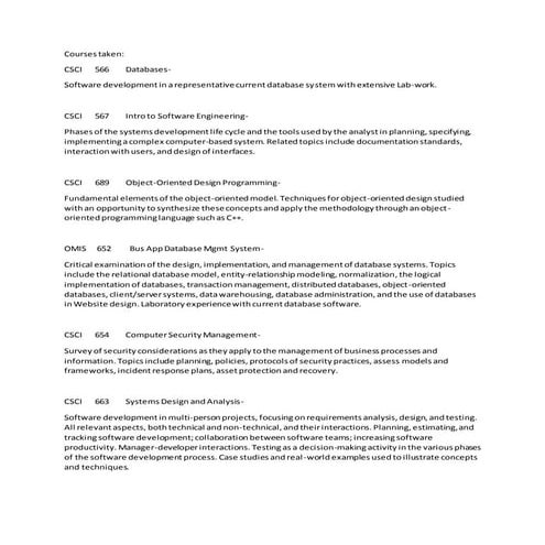 MS in MIS Course Curriculum | DOC