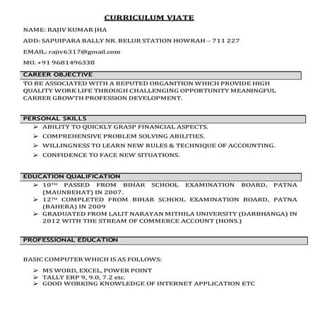 Resume for fresher | DOC