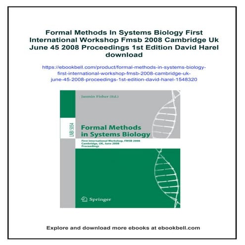 Formal Methods In Systems Biology First International Workshop Fmsb 2008 Camb...