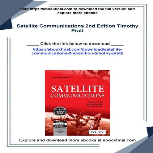 Satellite Communications 2nd Edition Timothy Pratt | PDF
