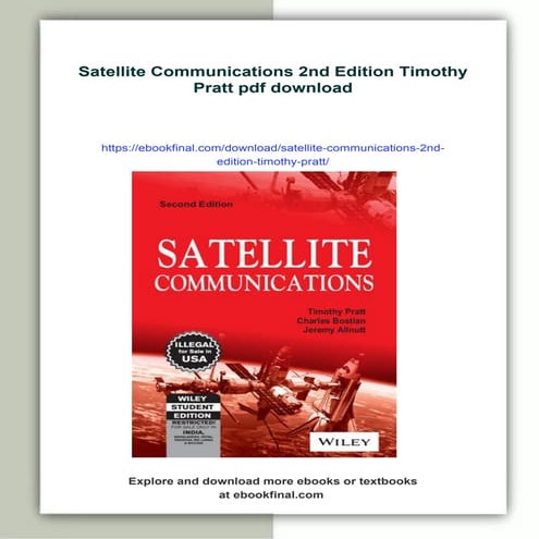 Satellite Communications 2nd Edition Timothy Pratt | PDF