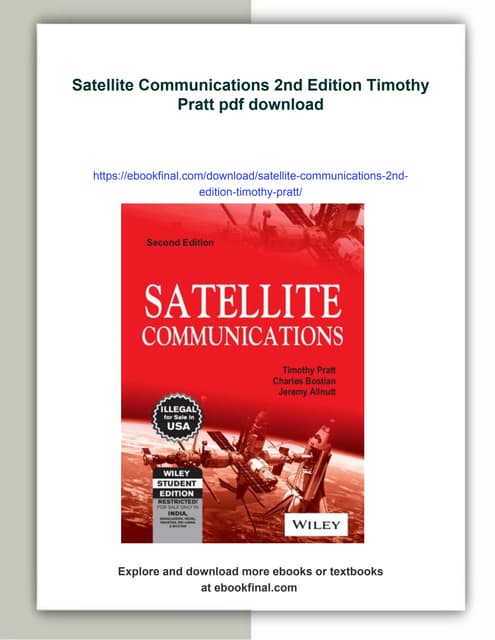 Satellite Communications 2nd Edition Timothy Pratt | PDF