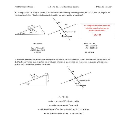 Problemas Segunda Ley de Newton
