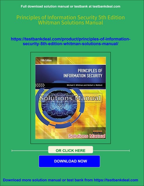 Full download Principles of Information Security 5th Edition Whitman Solution...