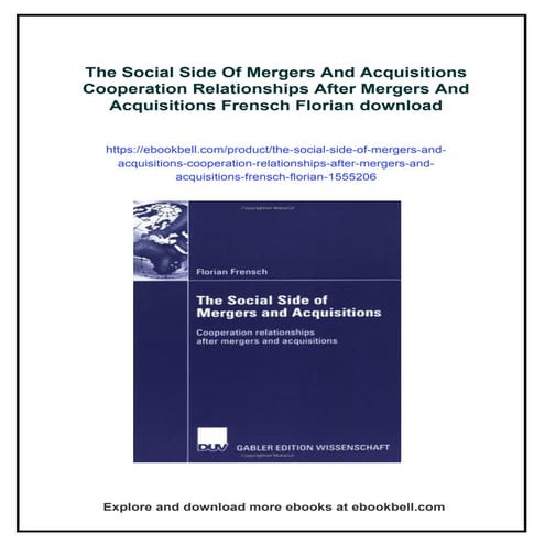 The Social Side Of Mergers And Acquisitions Cooperation Relationships ...
