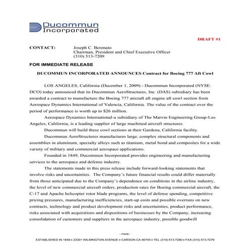 Boeing 777 Aft Cowl Award