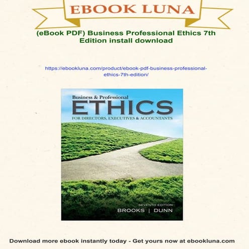 (eBook PDF) Business Professional Ethics 7th Edition