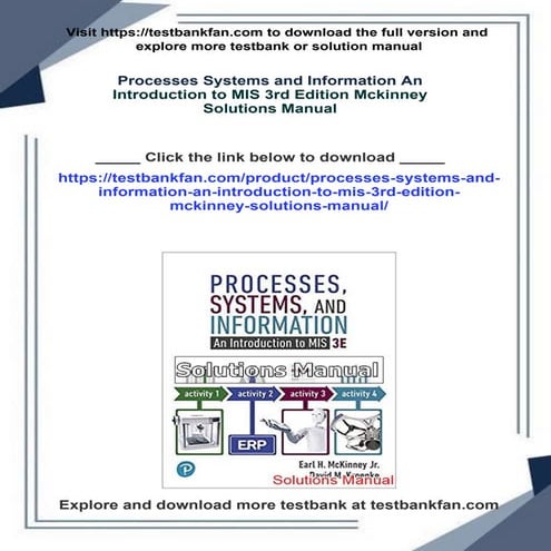 Processes Systems and Information An Introduction to MIS 3rd Edition Mckinney...