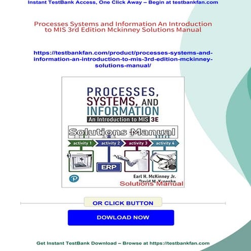 Processes Systems and Information An Introduction to MIS 3rd Edition Mckinney...