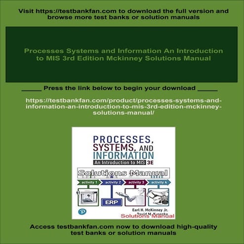 Processes Systems and Information An Introduction to MIS 3rd Edition Mckinney...