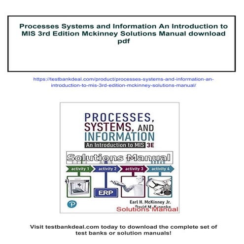 Processes Systems and Information An Introduction to MIS 3rd Edition Mckinney...