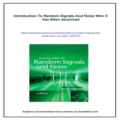Introduction To Random Signals And Noise Wim C Van Etten | PDF