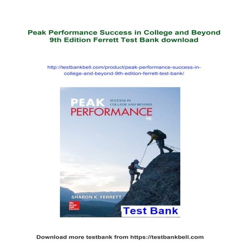Peak Performance Success in College and Beyond 9th Edition Ferrett Test ...