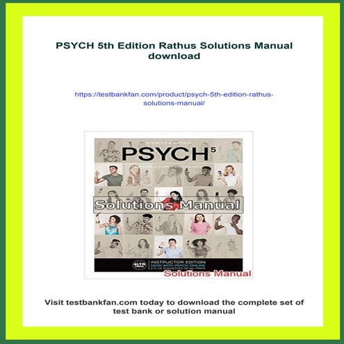 PSYCH 5th Edition Rathus Solutions Manual