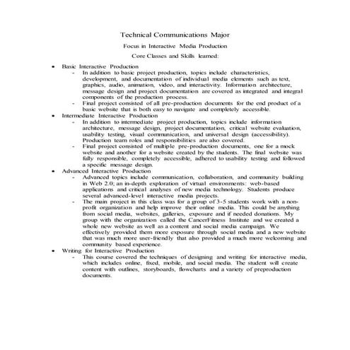 Technical Communications Major