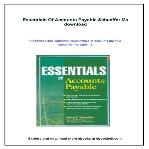 Essentials Of Accounts Payable Schaeffer Ms