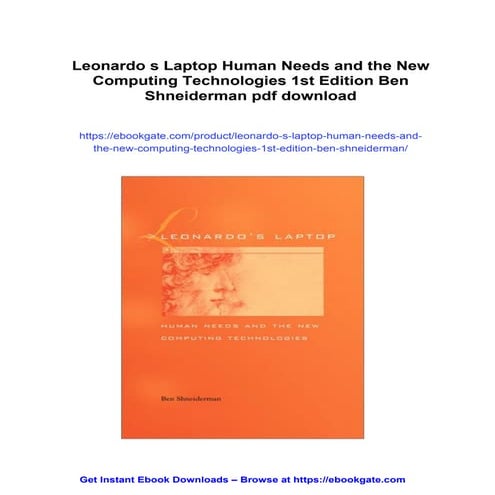 Leonardo s Laptop Human Needs and the New Computing Technologies 1st Edition ...
