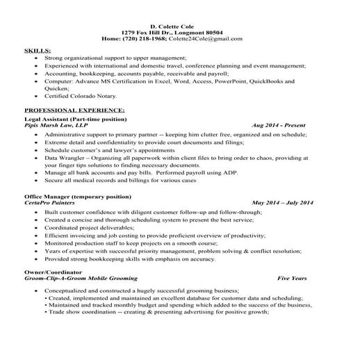 Cole Resume 2015 | DOC