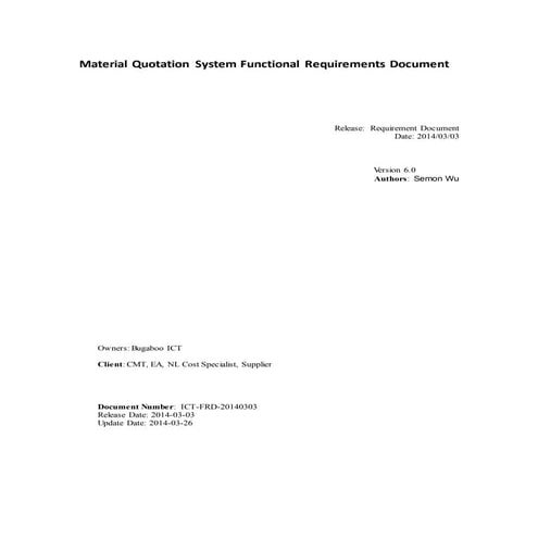 Material Quotation System Functional Requirements Document V6 | DOCX