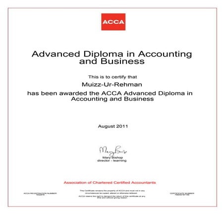 Advanced Diploma in Accounting | PDF