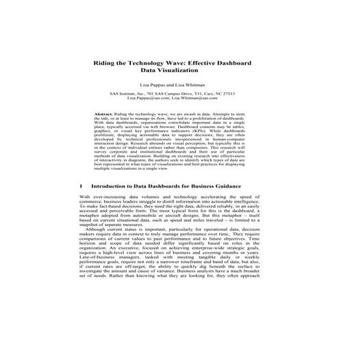 Riding The Technology Wave - Effective Dashboard Data Visualization