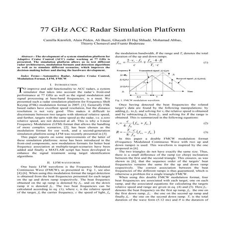 77 ghz acc radar simulation platform