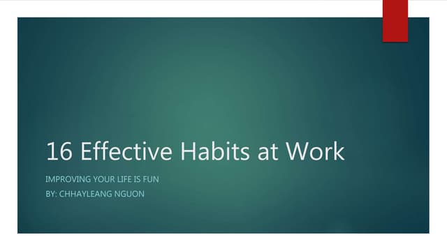 16 Effective Habits At Work