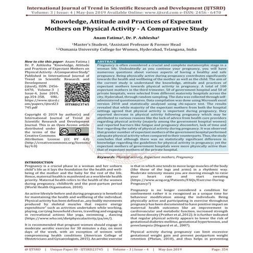 Knowledge, Attitude and Practices of Expectant Mothers on Physical Activity A...