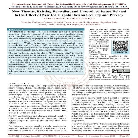 New Threats, Existing Remedies, and Unresolved Issues Related to the Effect o...