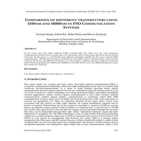 COMPARISON OF DIFFERENT TRANSMITTERS USING 1550NM AND 10000NM IN FSO COMMUNIC...