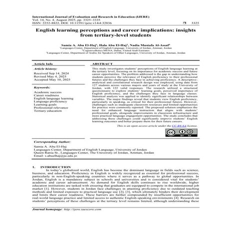 English learning perceptions and career implications: insights from ...