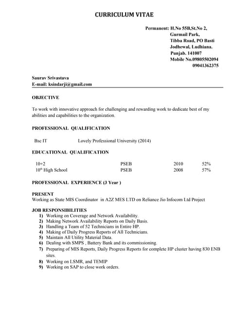 Saurav Srivastava CV..