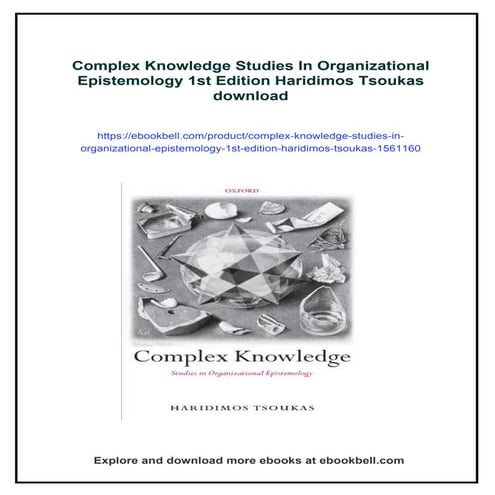 Complex Knowledge Studies In Organizational Epistemology 1st Edition ...