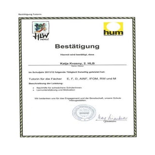 Bestätigung Tutorin