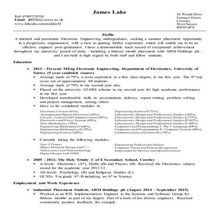 James Lake CV