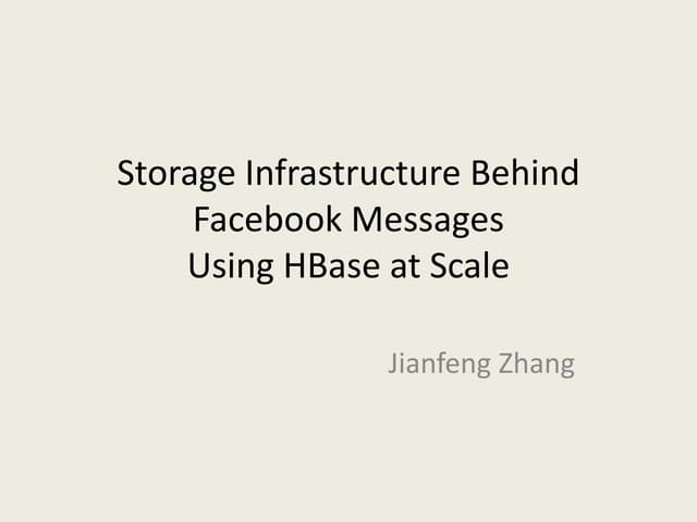 Storage Infrastructure Behind Facebook Messages